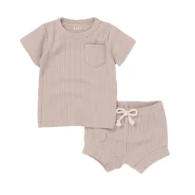 2 Piece Organic Rib Pyjamas Set | Oatmeal