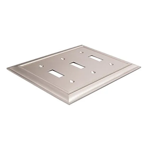 Amazon Basics Triple Toggle Light Switch Wall Plate Satin Nickel 1Pack