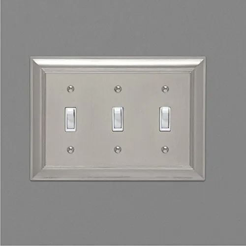 Amazon Basics Triple Toggle Light Switch Wall Plate Satin Nickel 1Pack