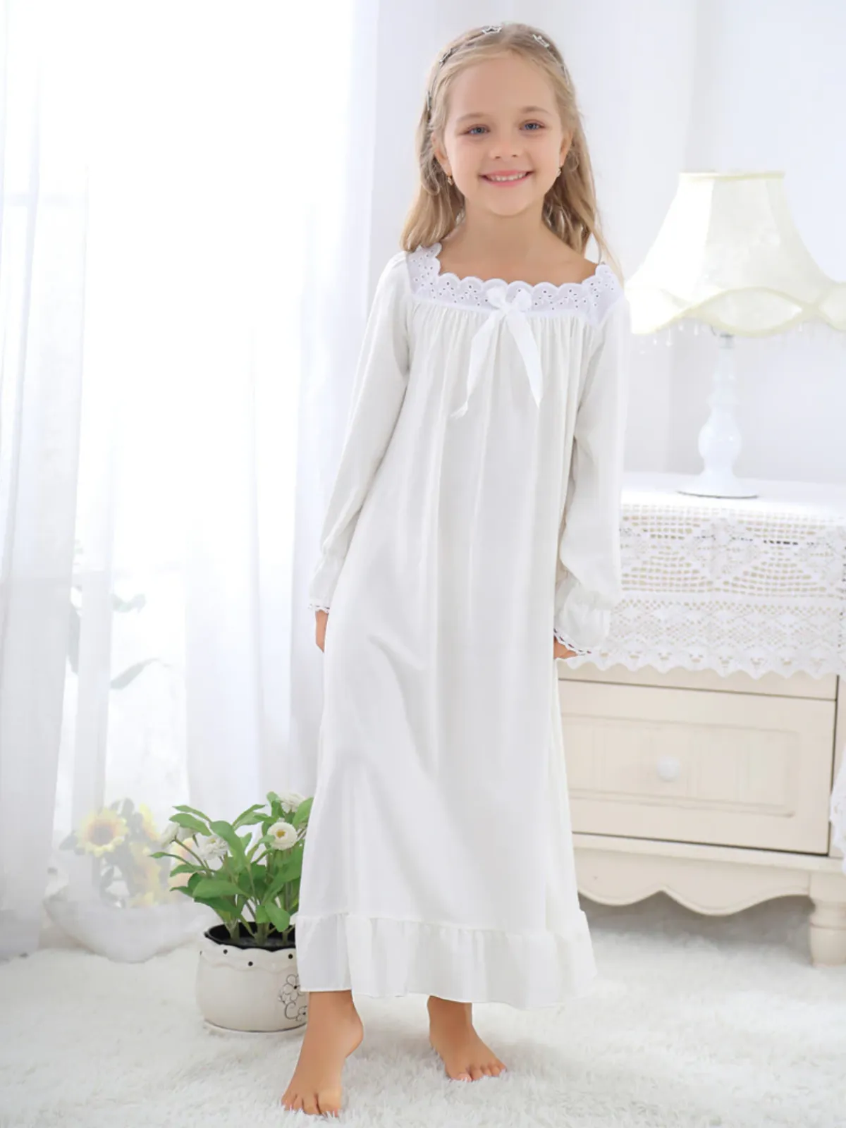 Angel Dreams Long Sleeve White Nightgown