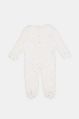 Baby Pink Allover Print Sleepsuit