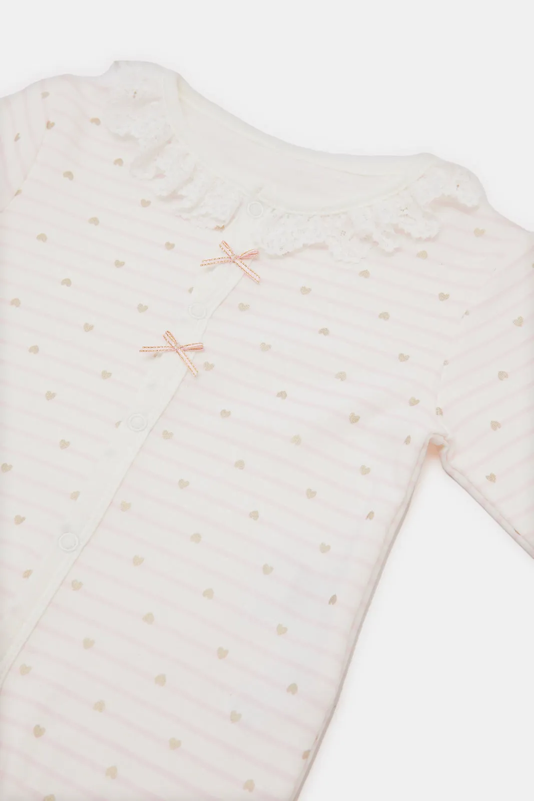 Baby Pink Allover Print Sleepsuit