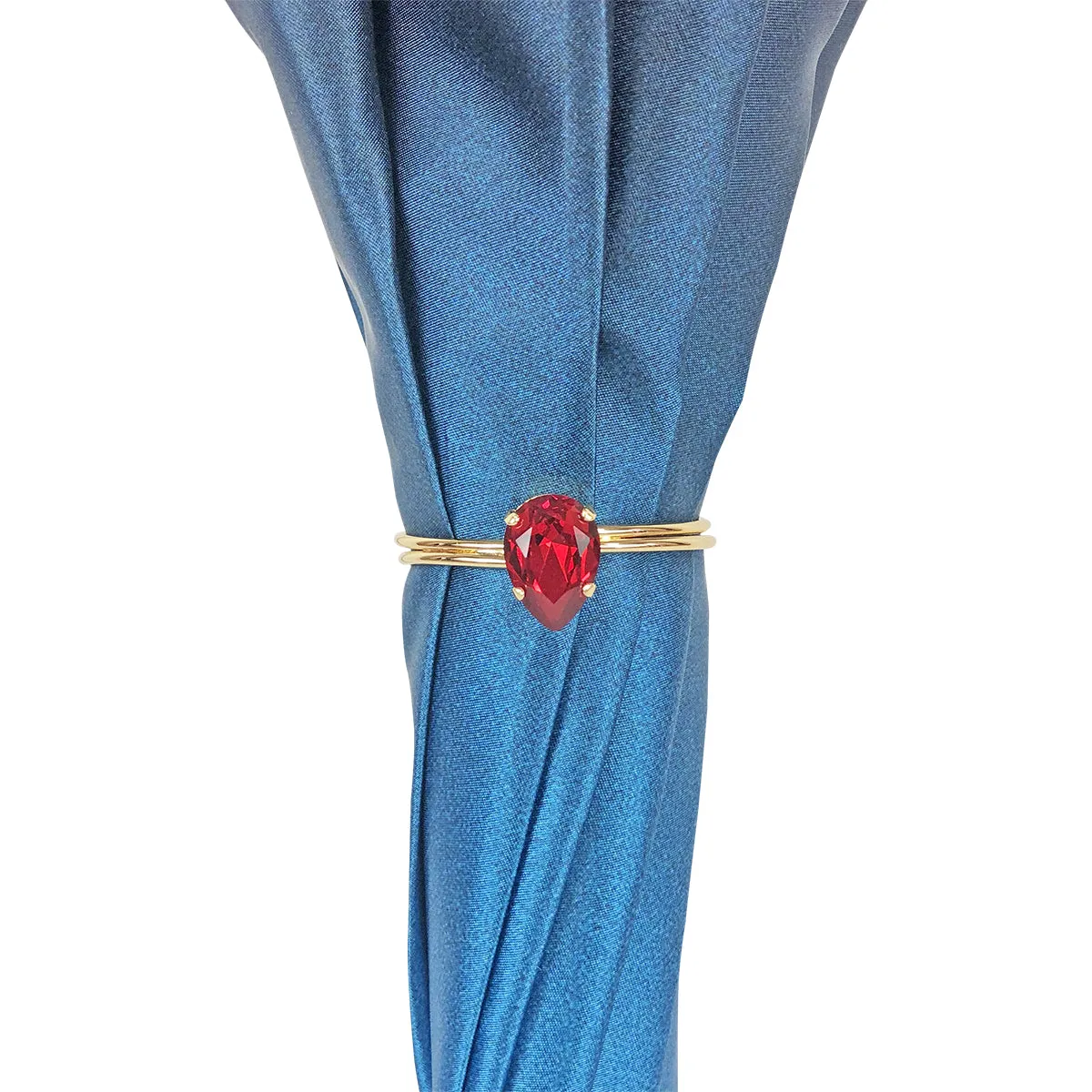 Beautiful umbrella with gold-plated handle and big red crystal