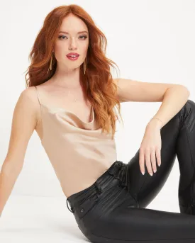 Belle Of The Night Satin Cowl Neck Tank