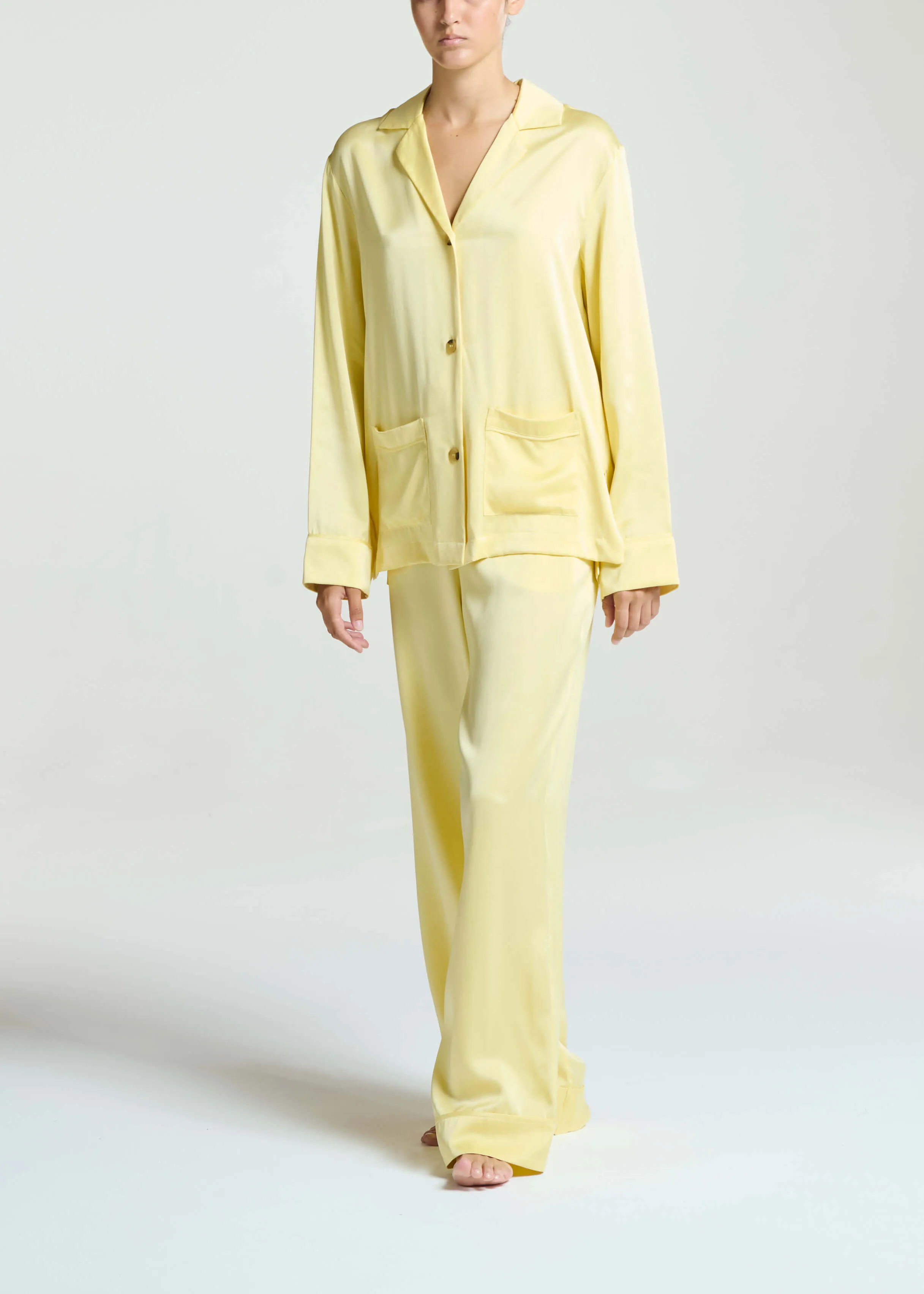 Beverly Shirt Lemon Silk Charmeuse