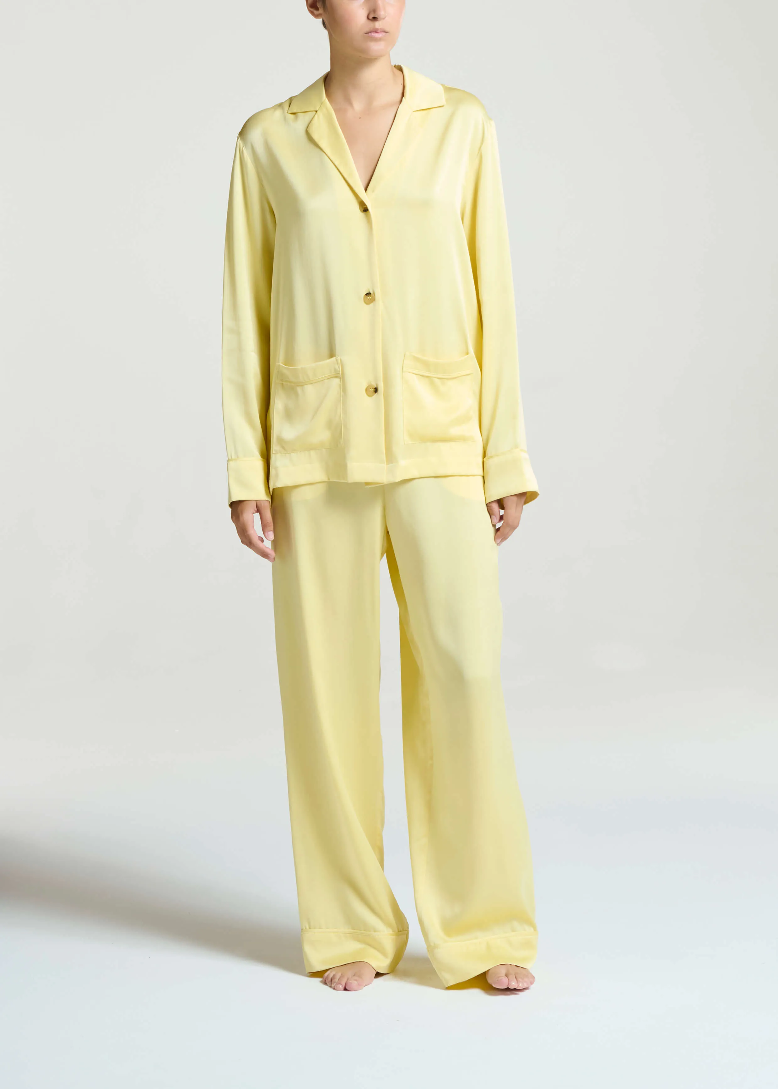 Beverly Shirt Lemon Silk Charmeuse