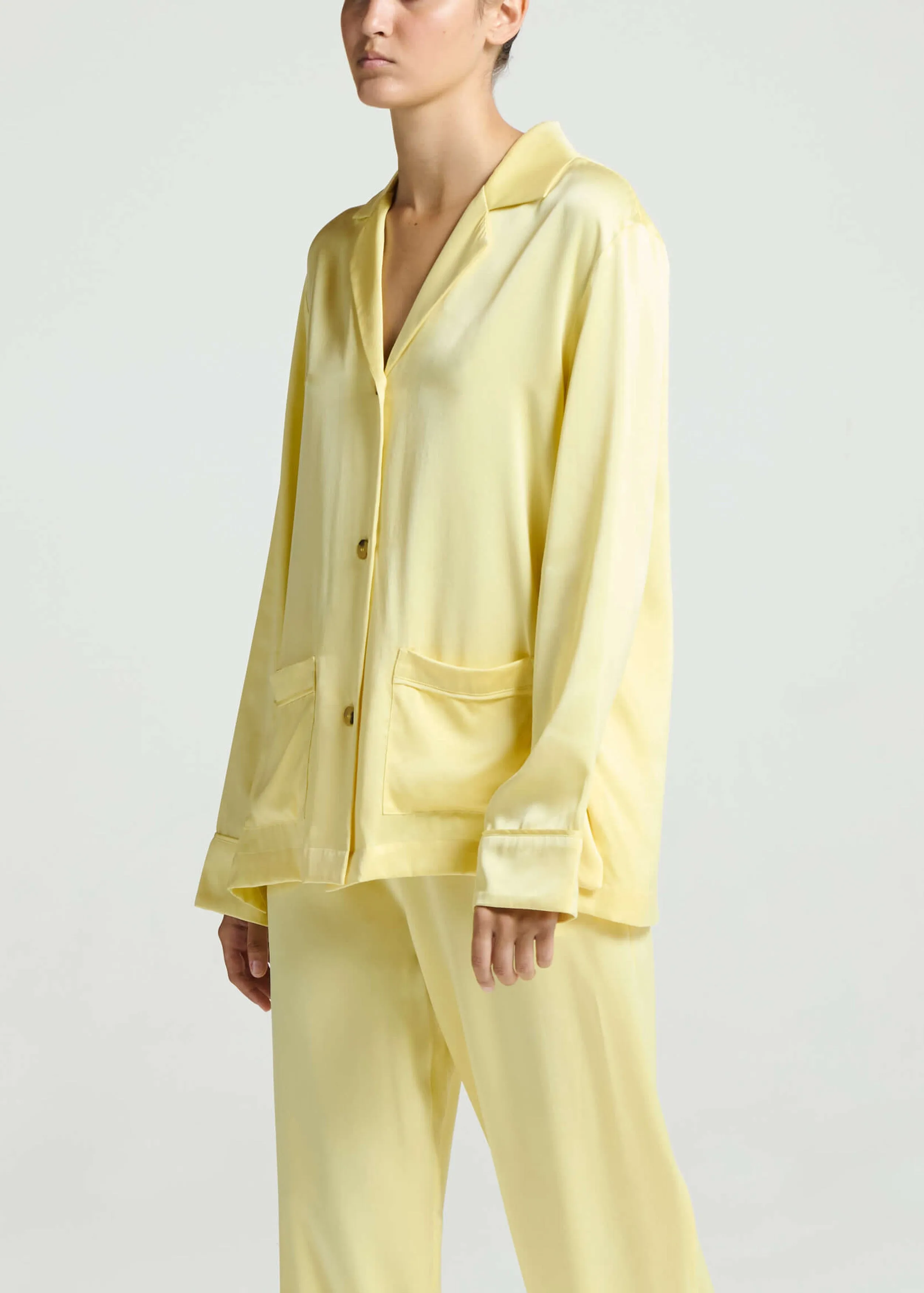 Beverly Shirt Lemon Silk Charmeuse