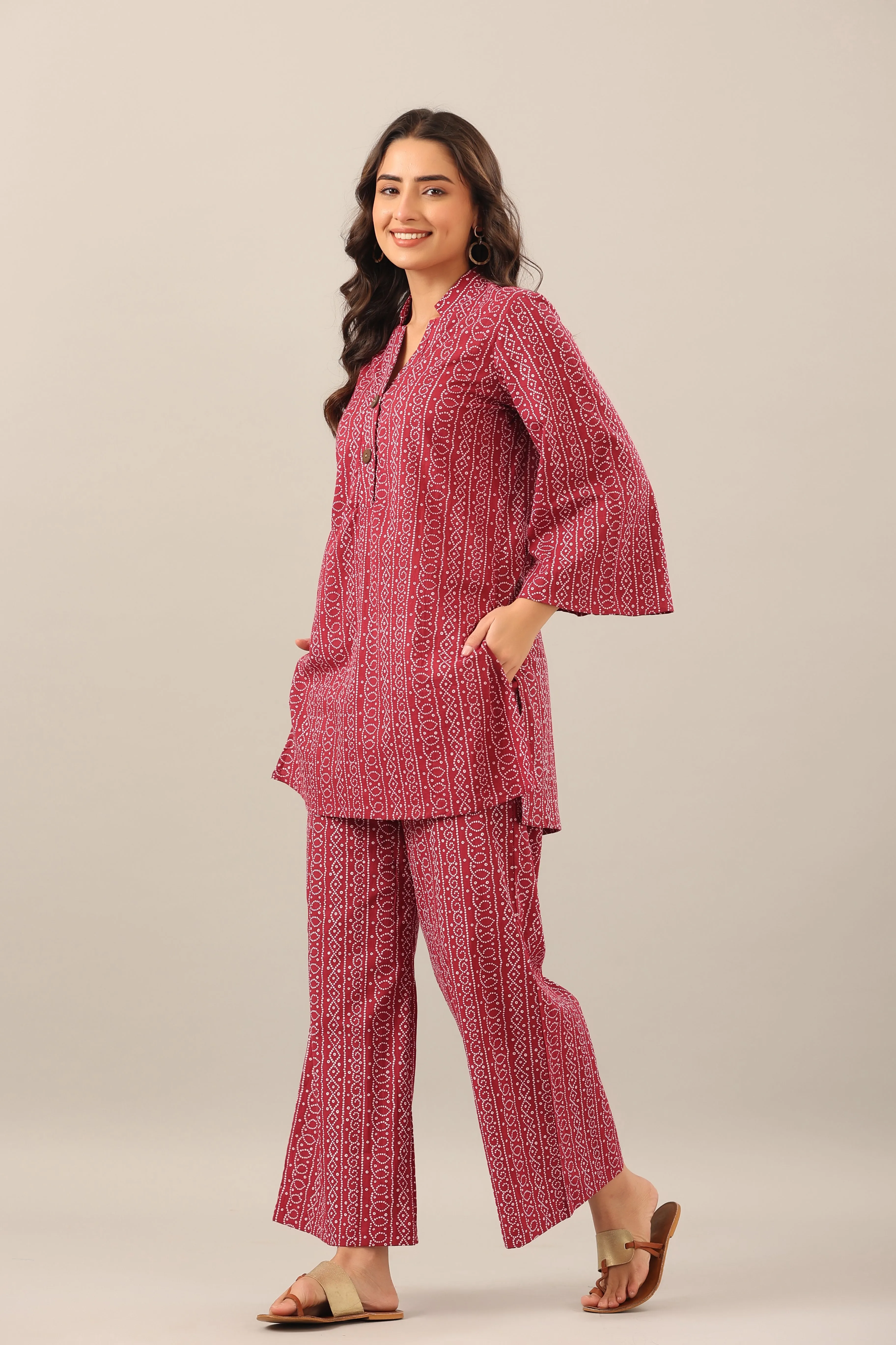 Bhandej  on Maroon Palazzo Loungewear Set