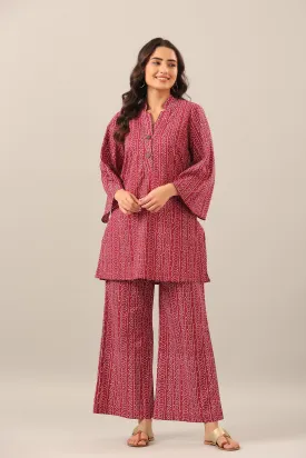 Bhandej  on Maroon Palazzo Loungewear Set