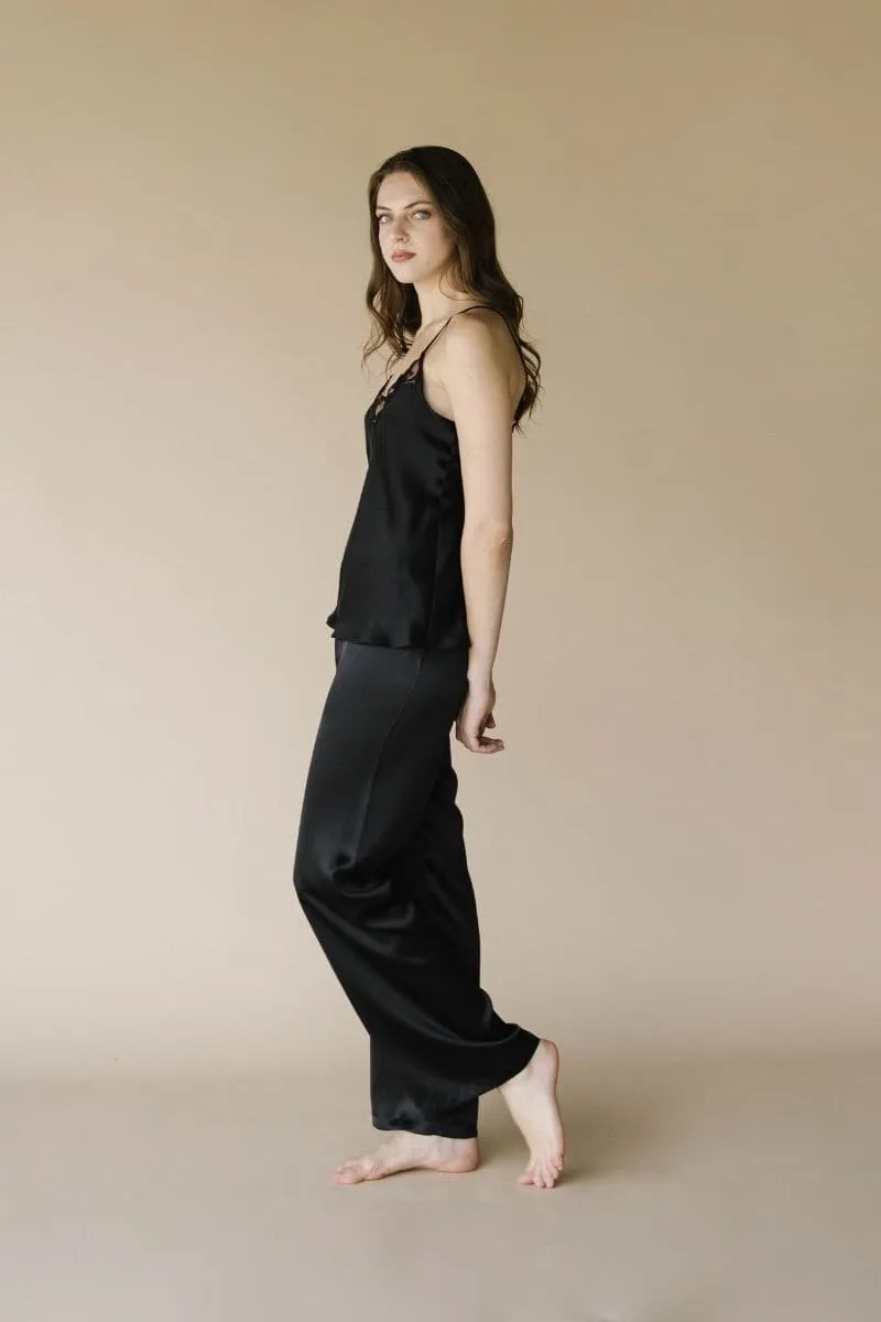 BLACK ELOISE SILK PANTS