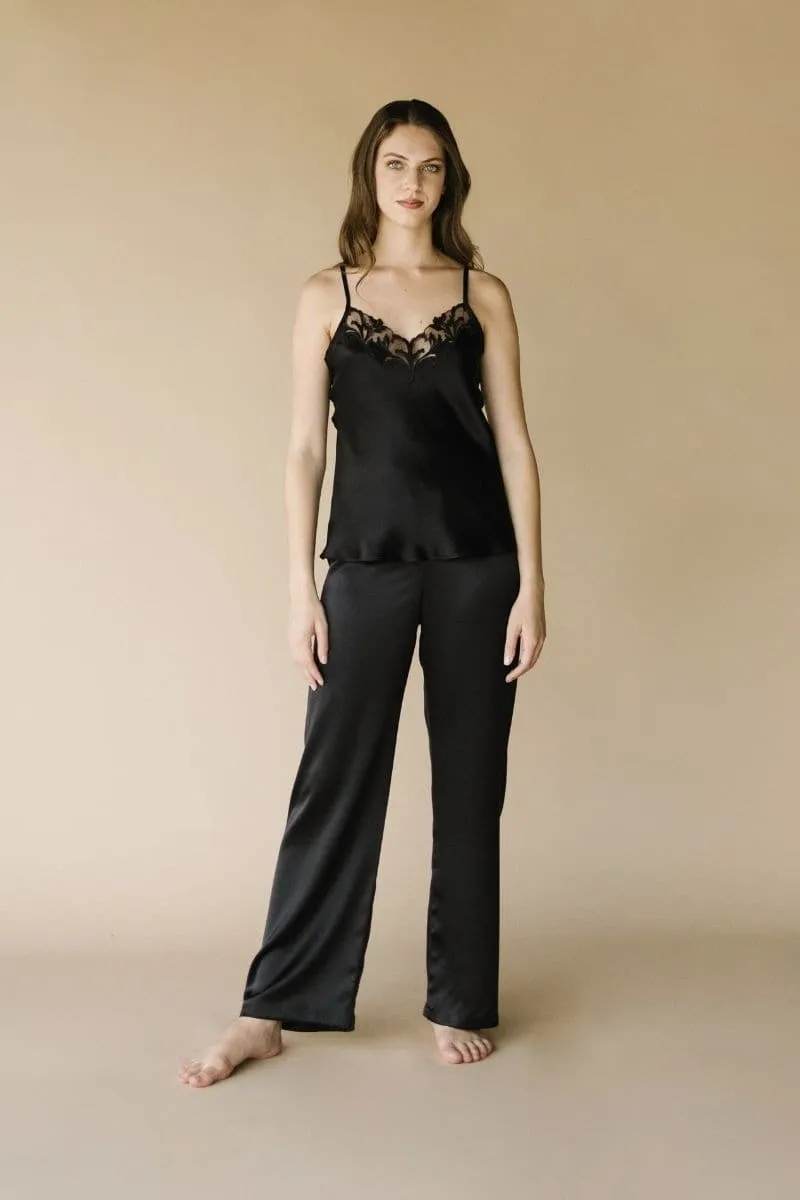 BLACK ELOISE SILK PANTS