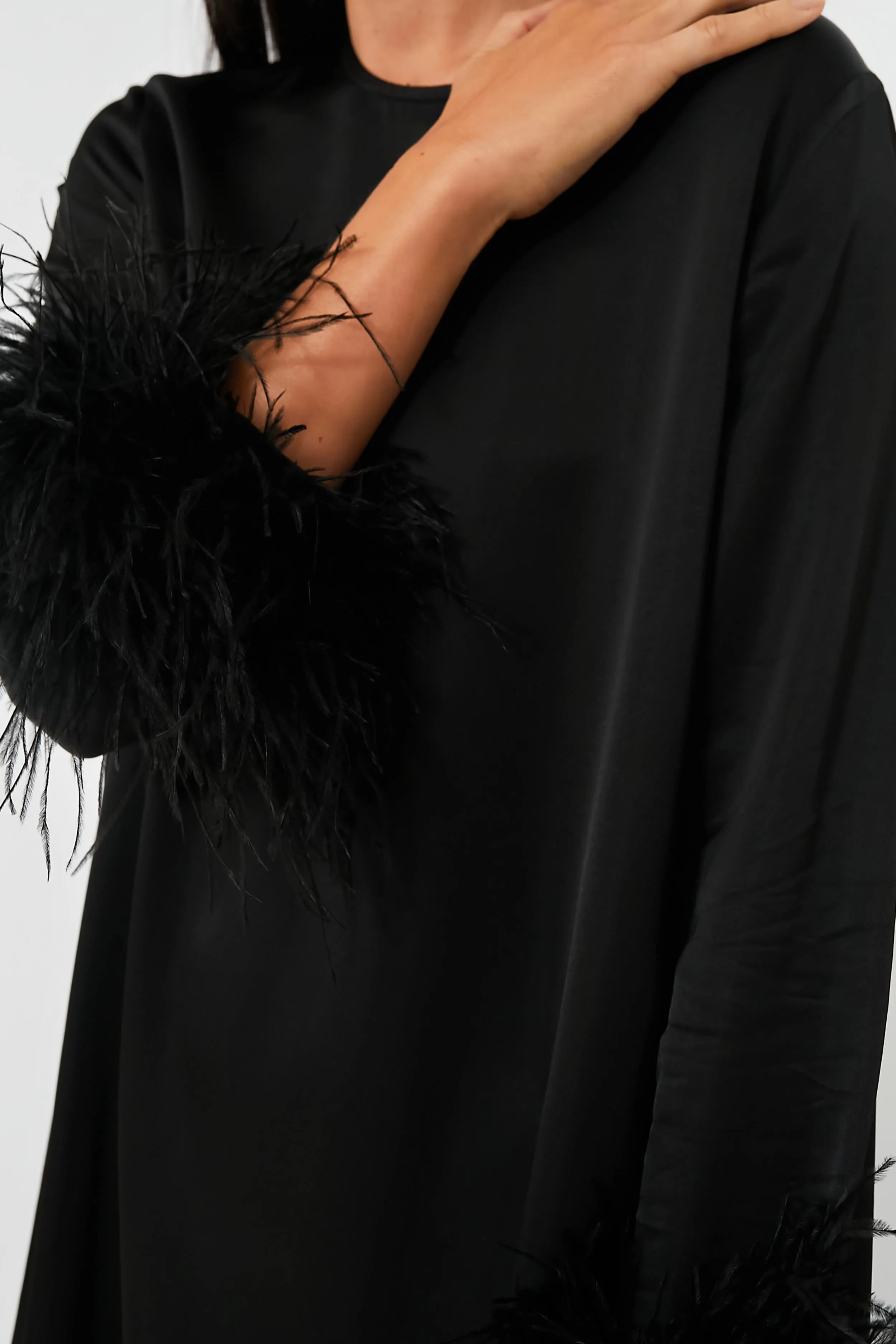 Black Suzi Maxi Dress with Detachable Feathers