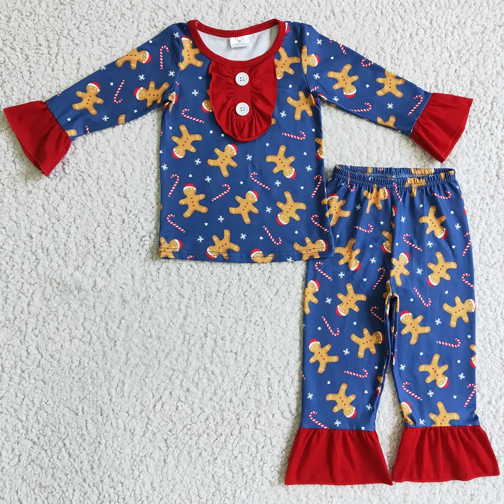 Boutique Boys Pajamas Set Gingerbread Print Christmas Baby Boys Sleepwear Outfits GLP0331 BLP0134