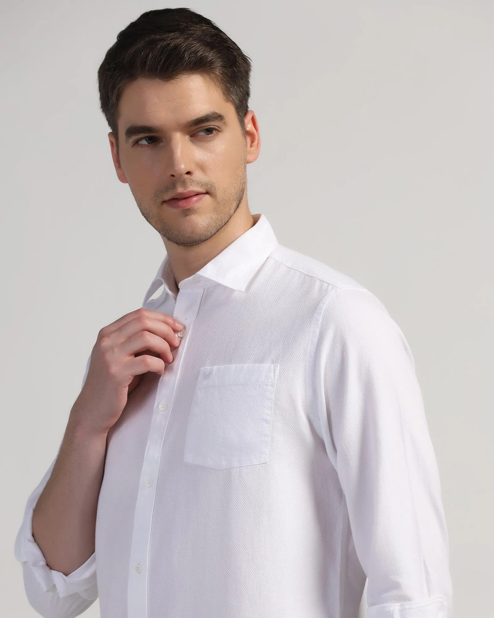 Casual White Textured Shirt - Colt