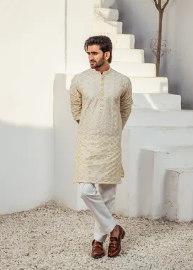 CK 728 Ivory Chanderi Kurta Pajama