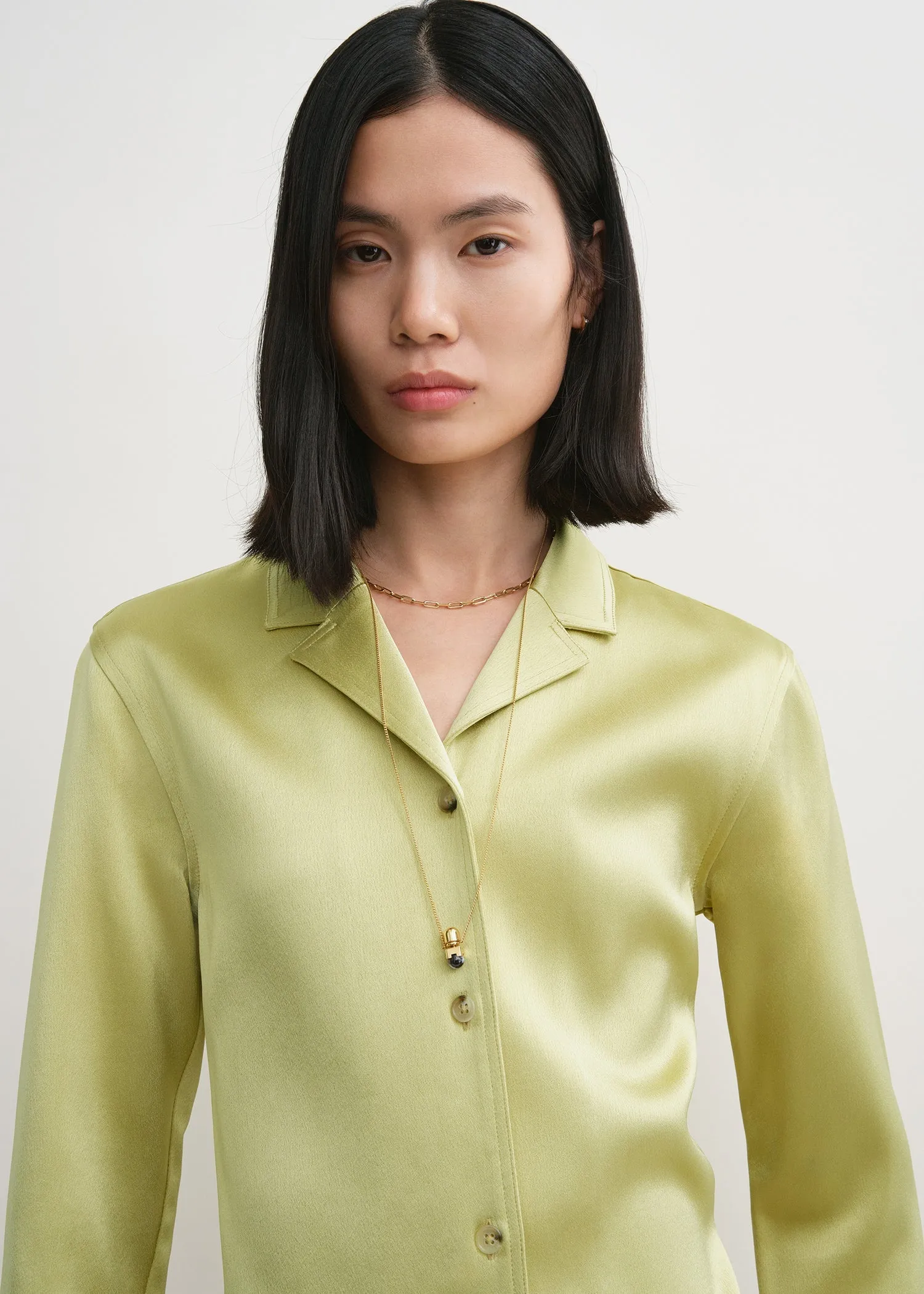 Contrast satin shirt melon