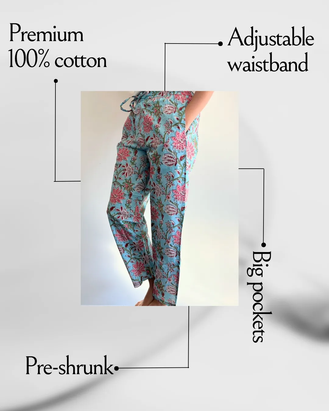 Cotton Pajama Pants Women - Blushing Blooms