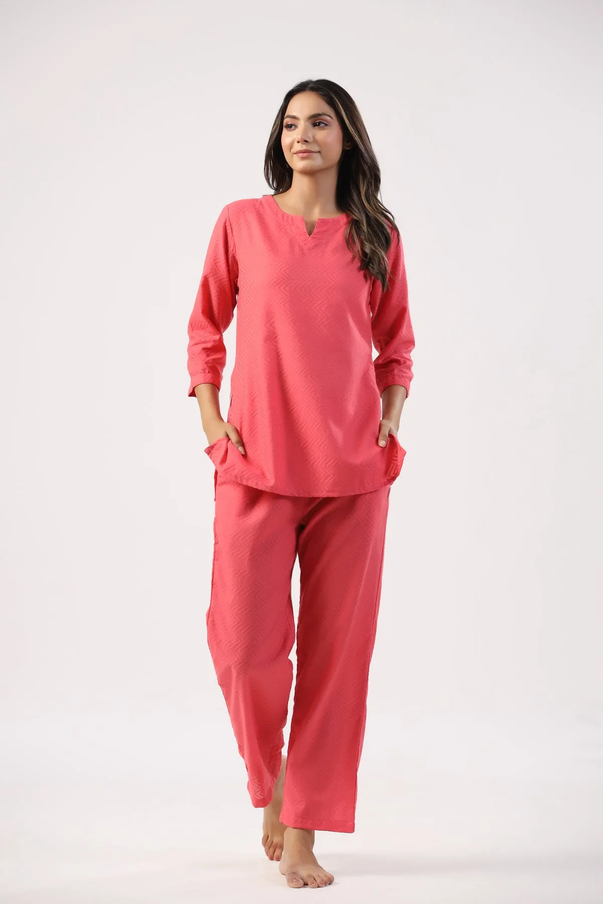 Cranberry Chic Cotton Loungewear Top Set