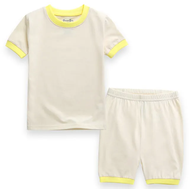 Cream Yellow Macaron Short Sleeve Pajamas