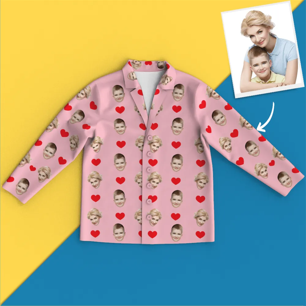 Custom Face Pajamas Long Sleeve Pajamas - Heart