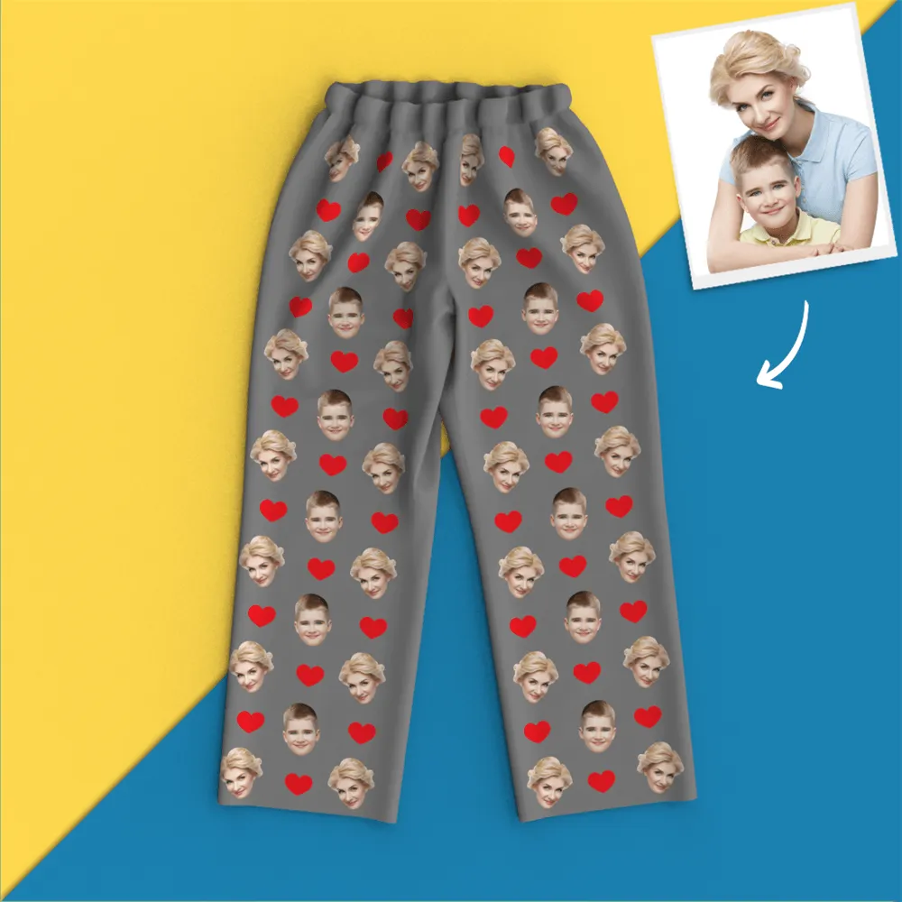 Custom Face Pajamas Long Sleeve Pajamas - Heart