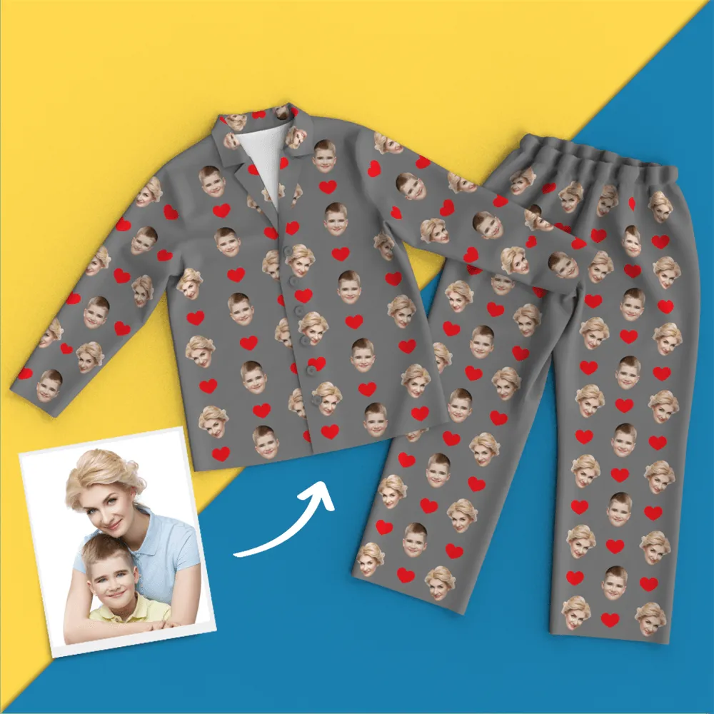 Custom Face Pajamas Long Sleeve Pajamas - Heart