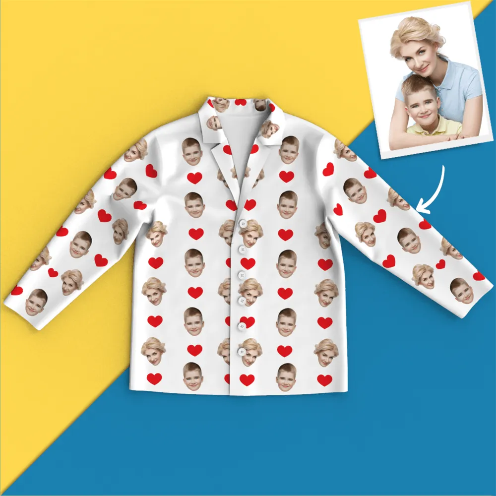 Custom Face Pajamas Long Sleeve Pajamas - Heart