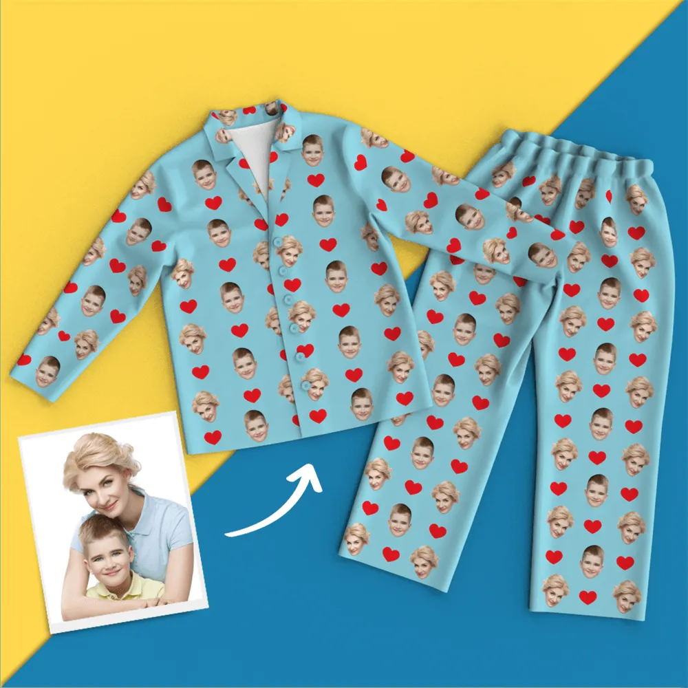 Custom Face Pajamas Long Sleeve Pajamas - Heart