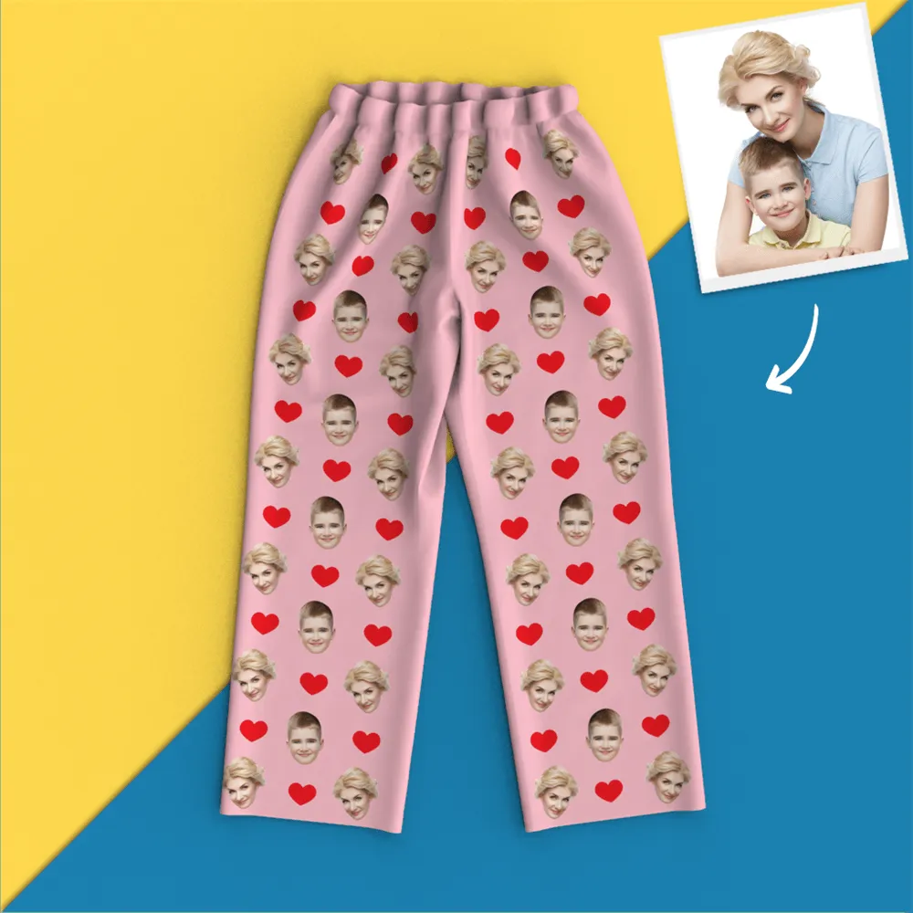 Custom Face Pajamas Long Sleeve Pajamas - Heart