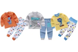 Dino the Racer, Wheels on the Bus and Naughty Dino Baby and Toddler Pyjama Set of 3