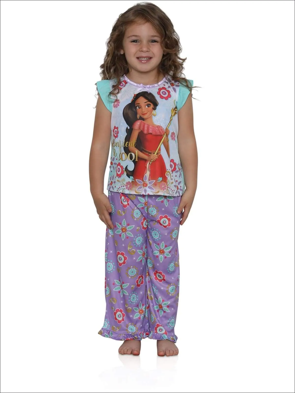 Disney Elena of Avalor Girls' Confident & Cool 2-Piece Pajamas - mint multi