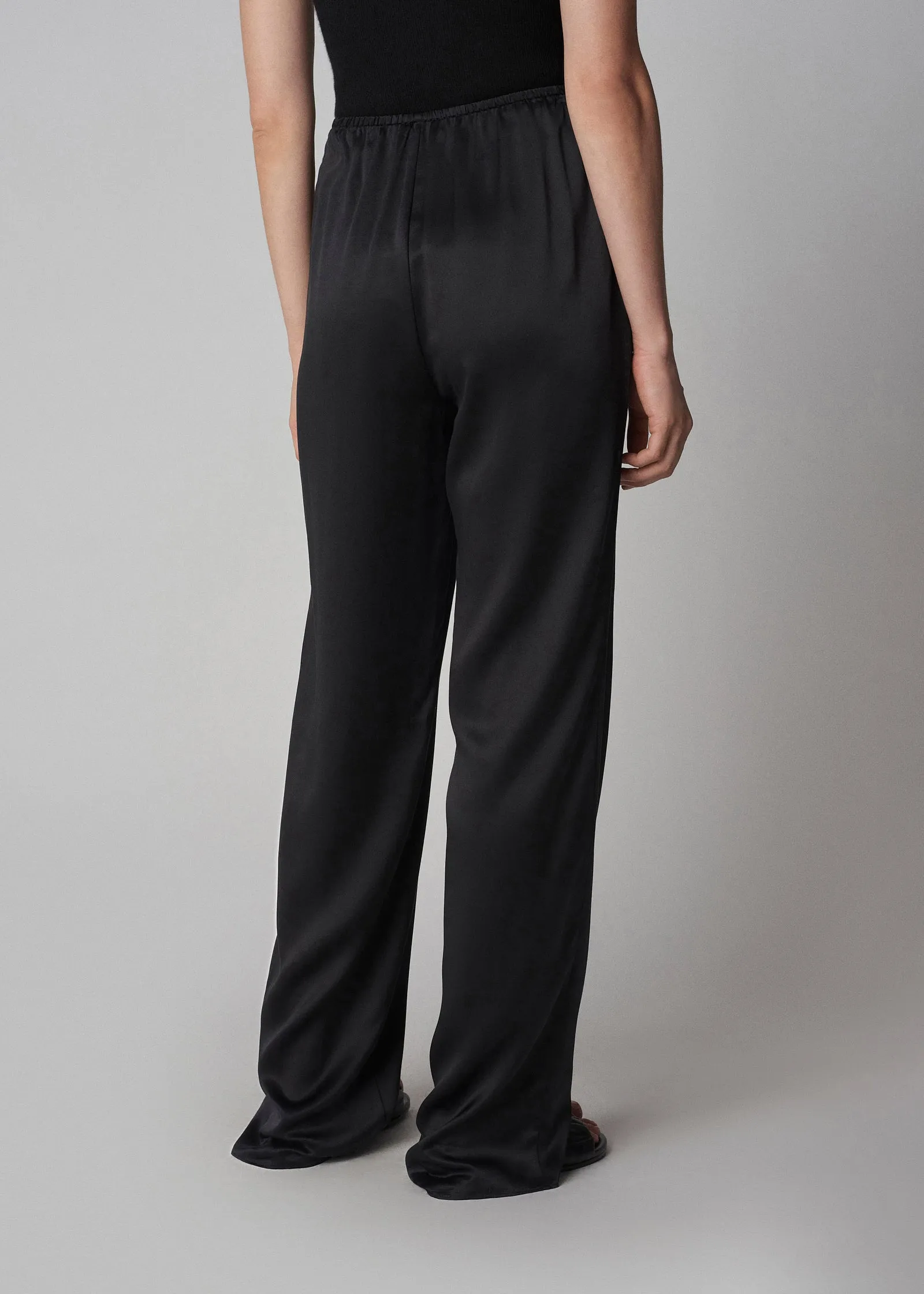 Elastic Waist Pant in Silk - Black