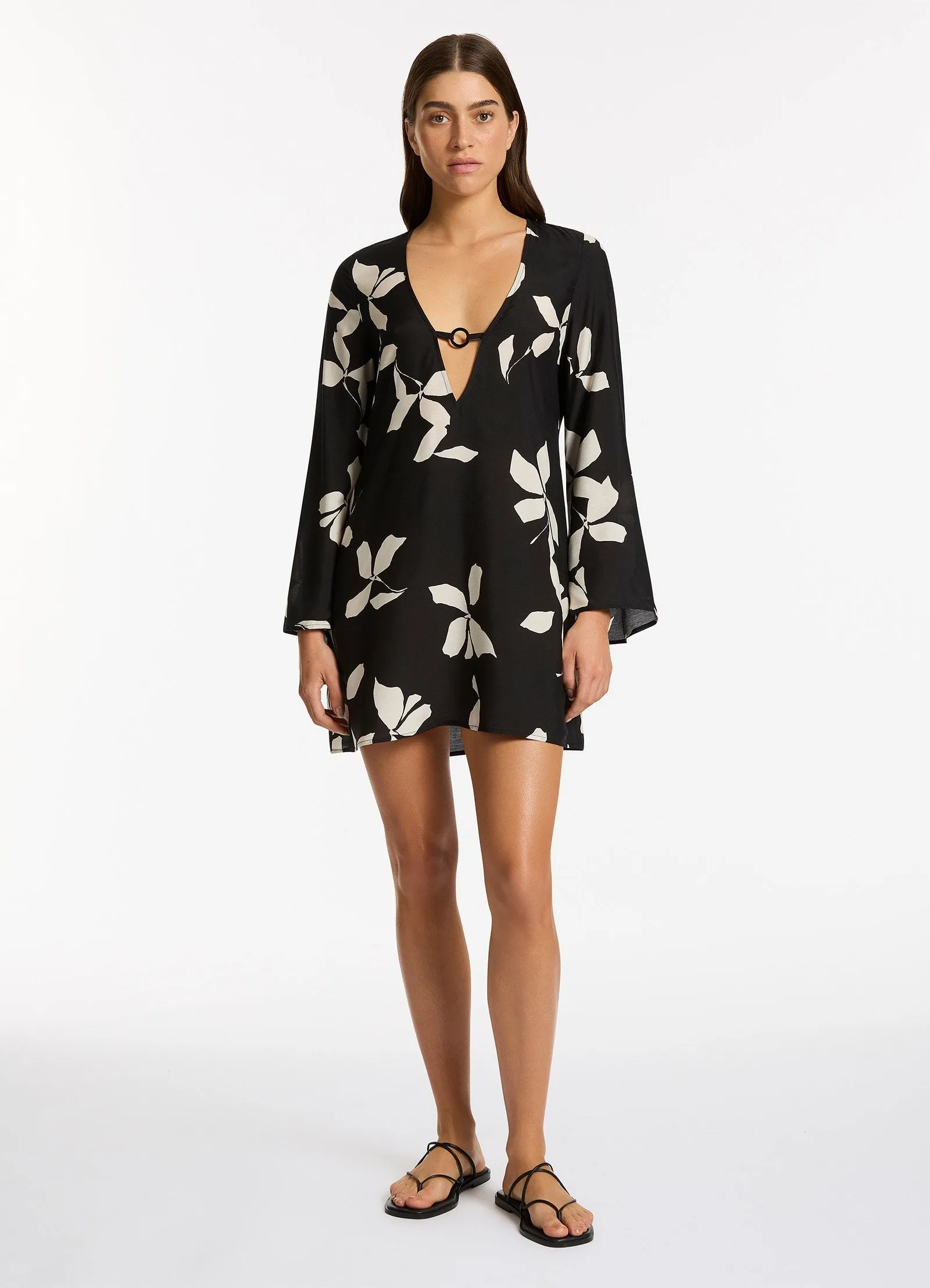 Elora Bloom Mini Kaftan - Black