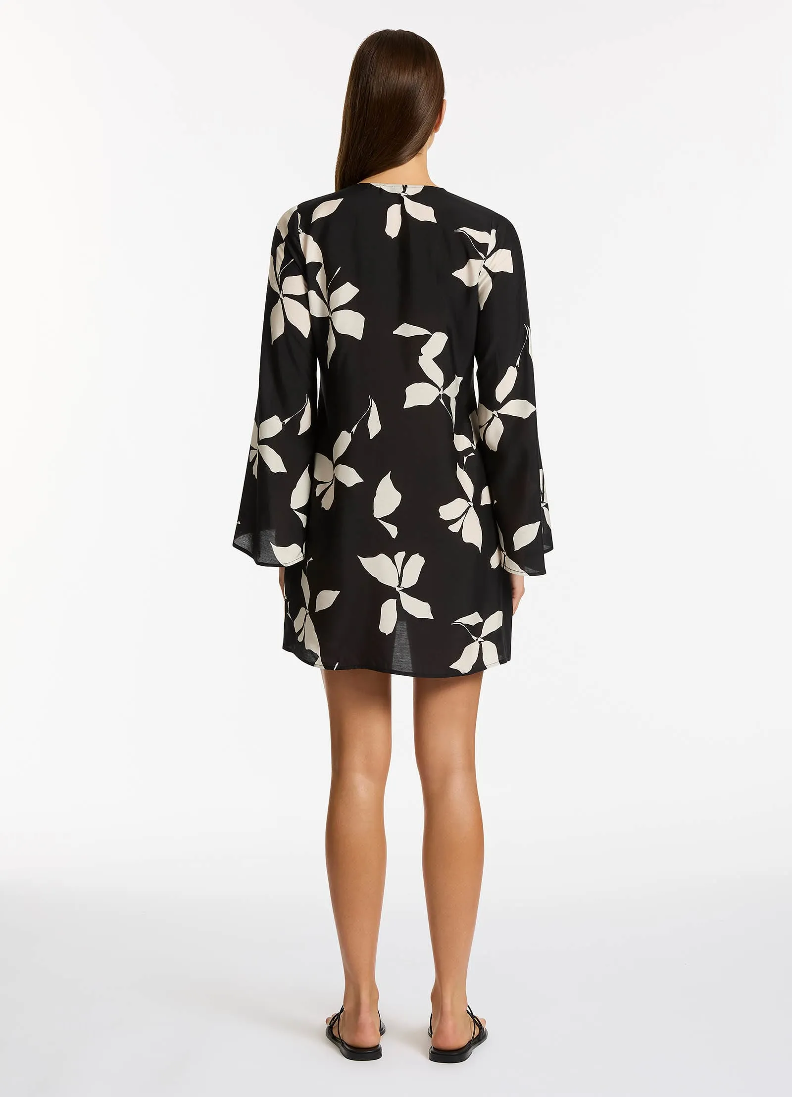 Elora Bloom Mini Kaftan - Black