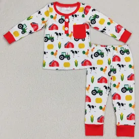 Farm Print Kids Pajamas Boys Girls Sleepwear Sets BLP0340