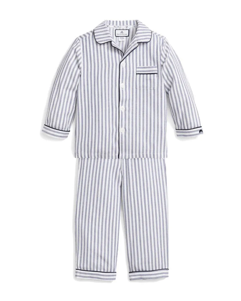 FEARRINGTON LIFESTYLE COLLECTION - CHILDREN'S TWILL NAVY FRENCH TICKING PAJAMA SET