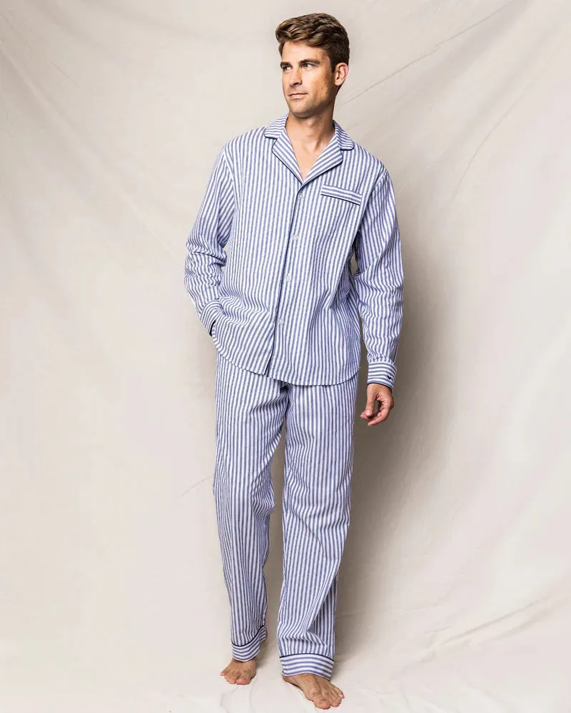 FEARRINGTON LIFESTYLE COLLECTION - MENS TWILL NAVY FRENCH TICKING PAJAMAS