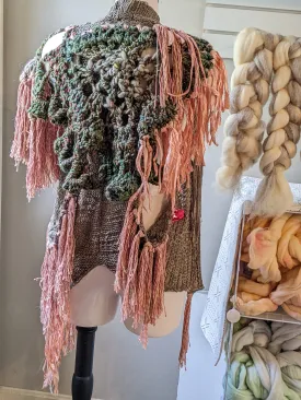 Fiber Festival Freeform Crochet, Knit Handspun, and Woven Boho Timber Angel Vest WAFA