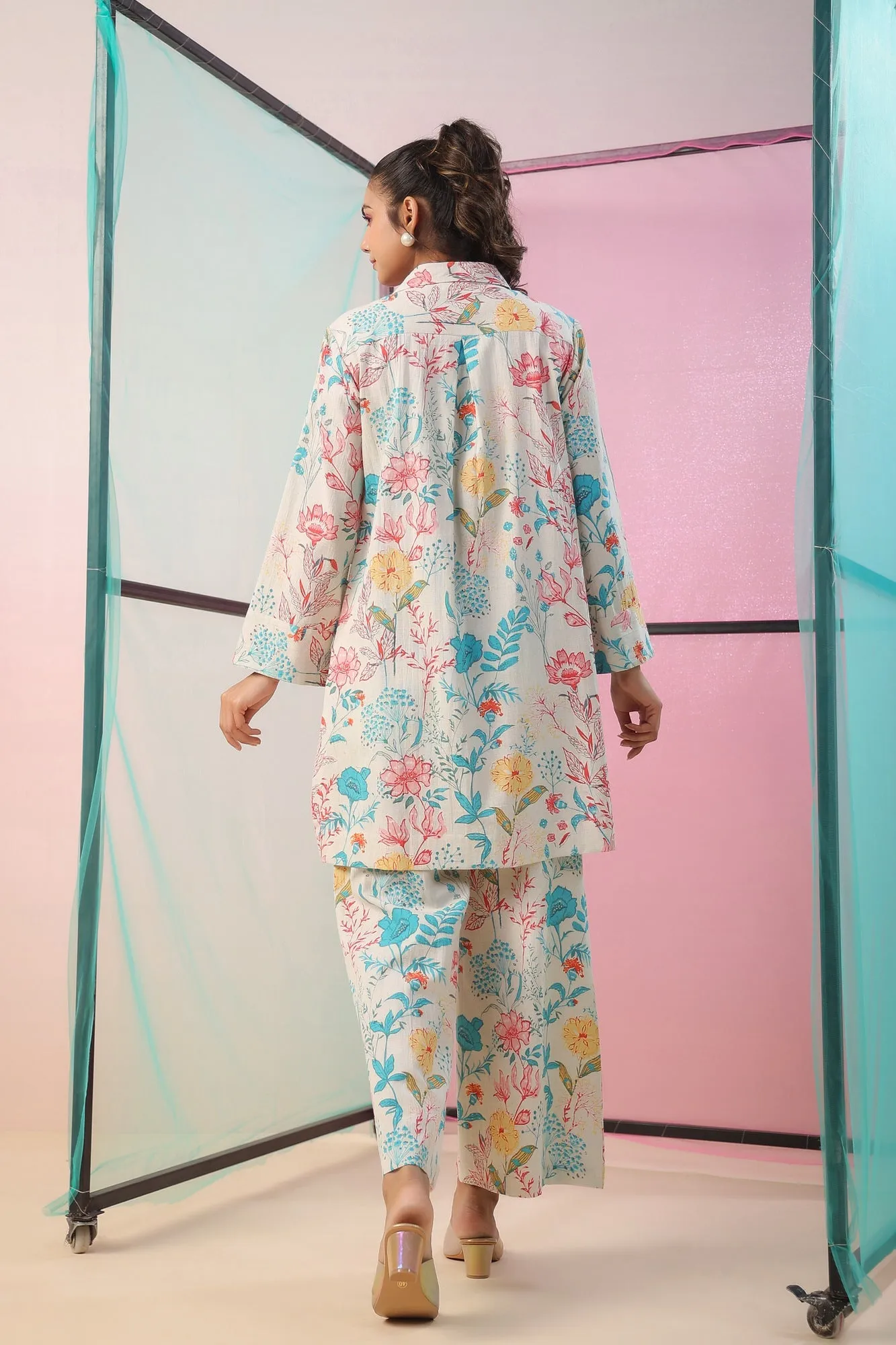 Florals On Cotton Flex Palazzo Loungewear Set