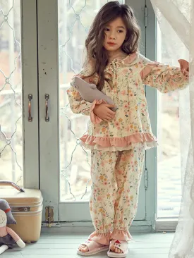 Flower Child Floral Print Ruffle Pajamas