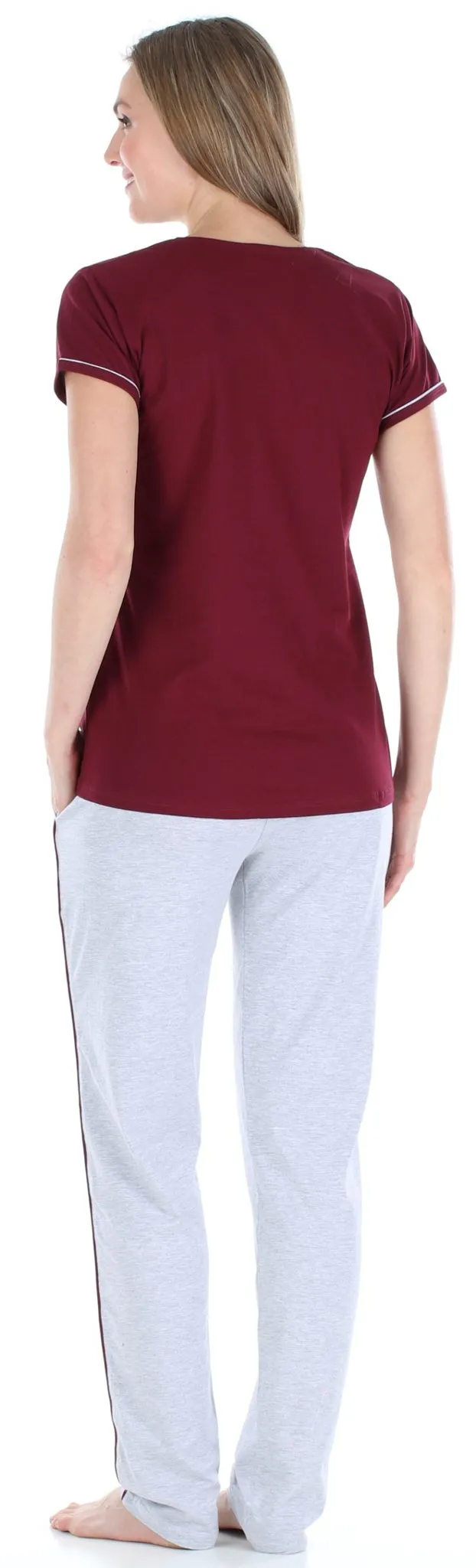 Frankie & Johnny Women’s Cotton Tee Shirt and Sweat Pant Pajama Set