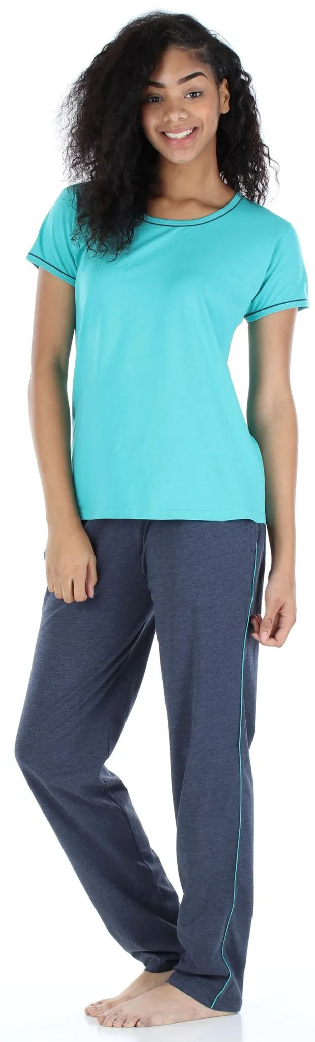 Frankie & Johnny Women’s Cotton Tee Shirt and Sweat Pant Pajama Set