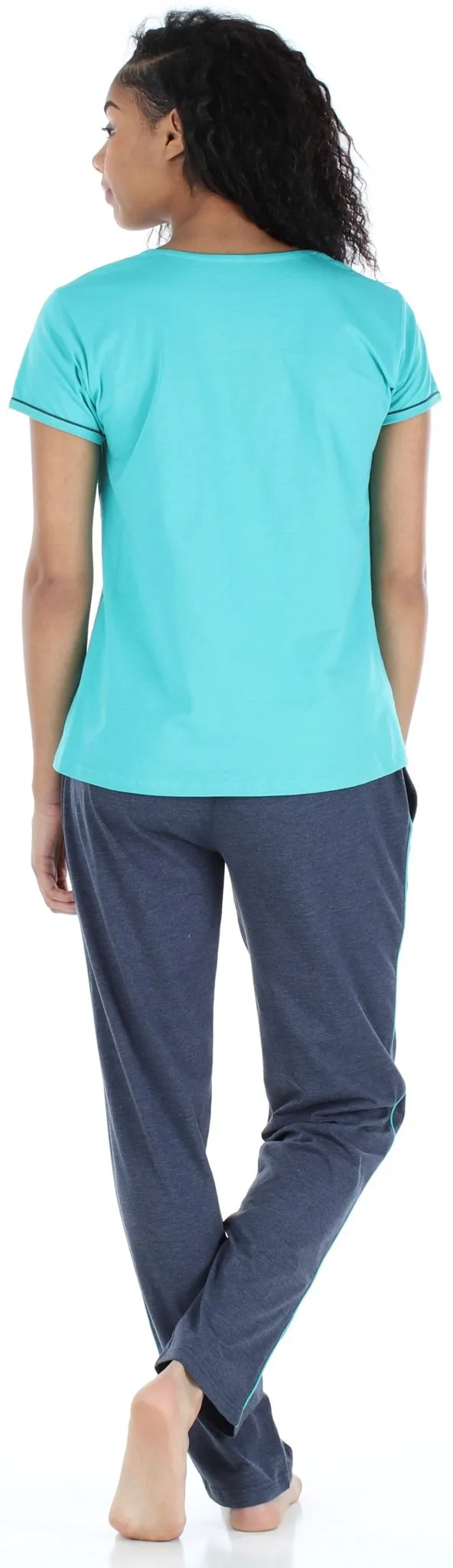 Frankie & Johnny Women’s Cotton Tee Shirt and Sweat Pant Pajama Set