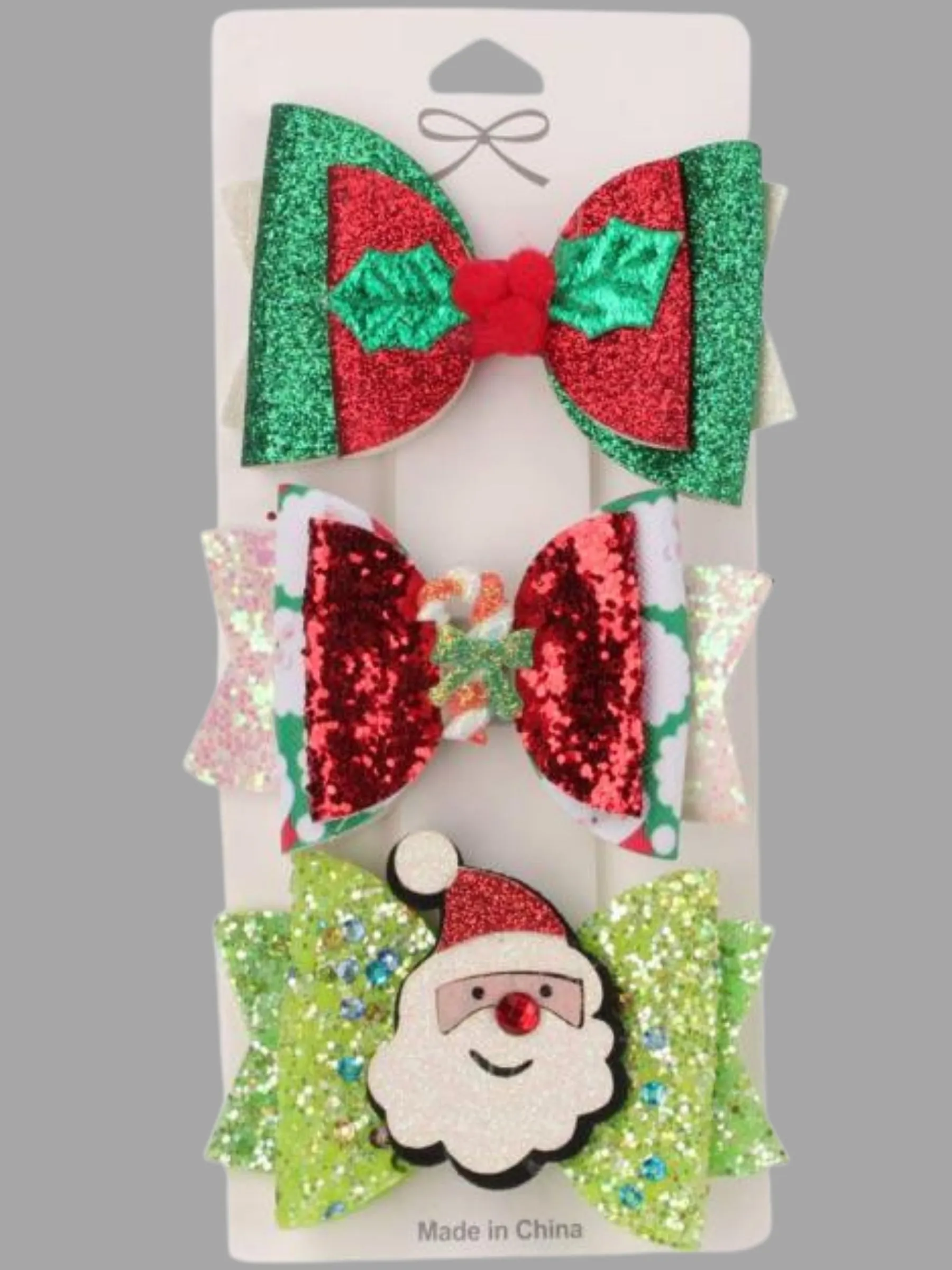 Girls Don't Forget The Bow Christmas Hair Clip Set