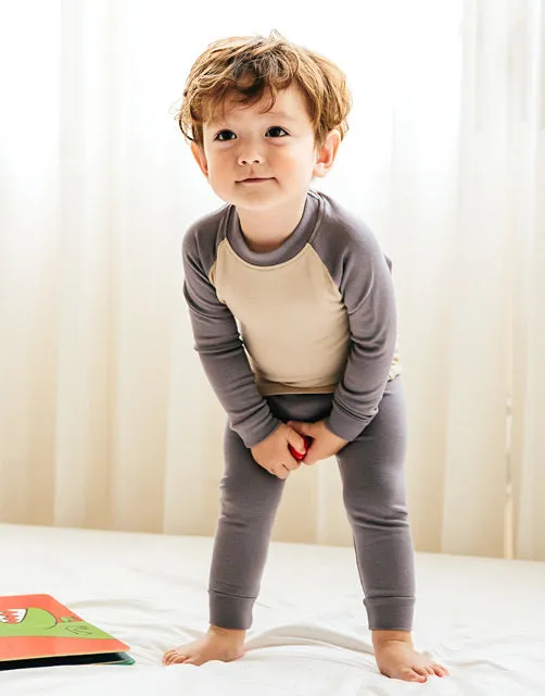 Grey & Beige Modal Raglan Long Sleeve Pajama