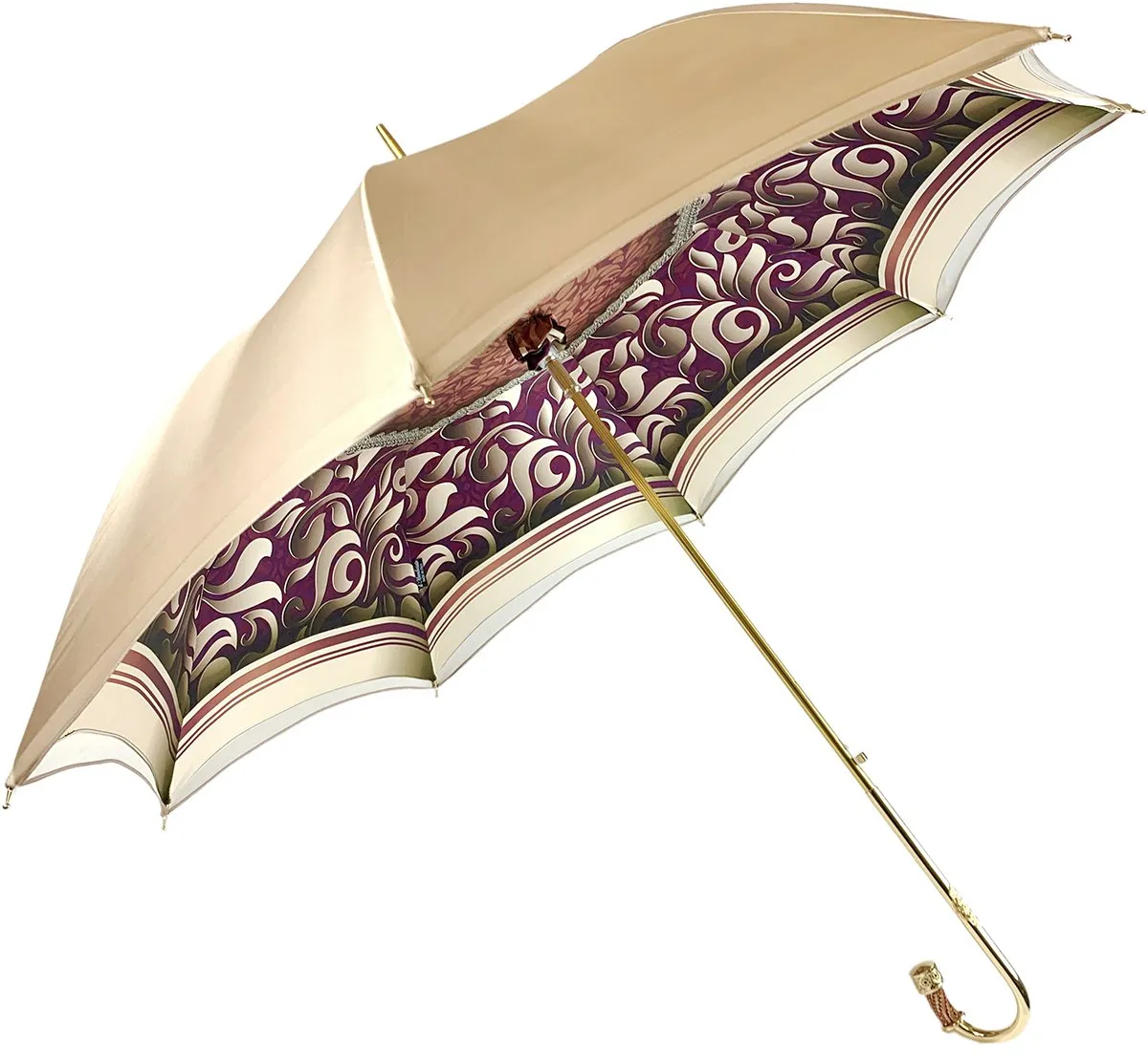 Handmade Cream Umbrella - Abstract Design