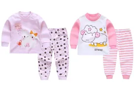 Happy Llama and Polka Kitten Baby and Toddler Pyjama Set of 2