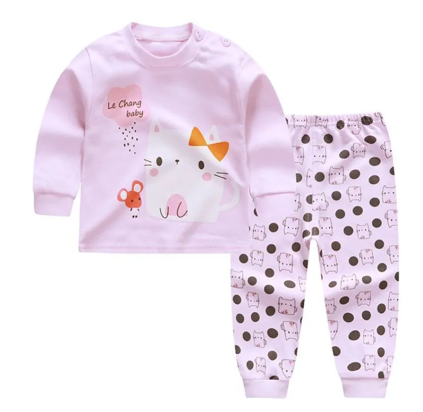 Happy Llama and Polka Kitten Baby and Toddler Pyjama Set of 2