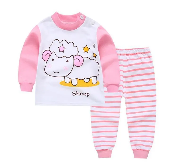 Happy Llama and Polka Kitten Baby and Toddler Pyjama Set of 2