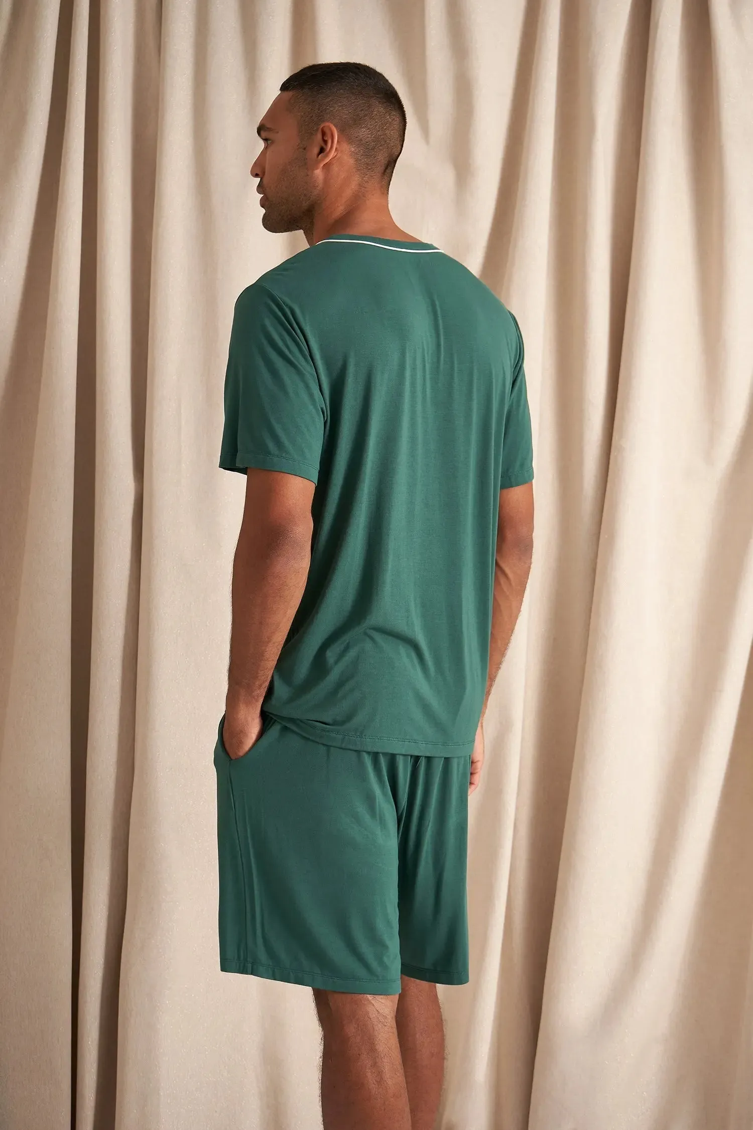 His and Hers Bamboo Short Pyjama Sets in Green